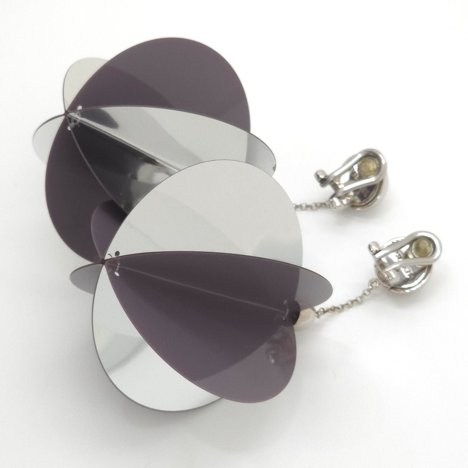 Prada Jumbo Sequin Disco Ball Earrings Both Ears Clip on 10 Mirror & Gray Color — view 4