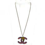 Chanel Necklace CC Logo Silver Yellow Multi Butterfly Flower — view 2