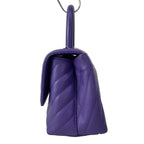 Chanel Handbag Small Top Handle Flap Bag Stitch Coco Purple Silver — view 4