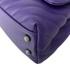 Chanel Handbag Small Top Handle Flap Bag Stitch Coco Purple Silver — view 6