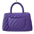 Chanel Handbag Small Top Handle Flap Bag Stitch Coco Purple Silver — view 3