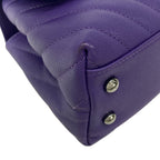 Chanel Handbag Small Top Handle Flap Bag Stitch Coco Purple Silver — view 7
