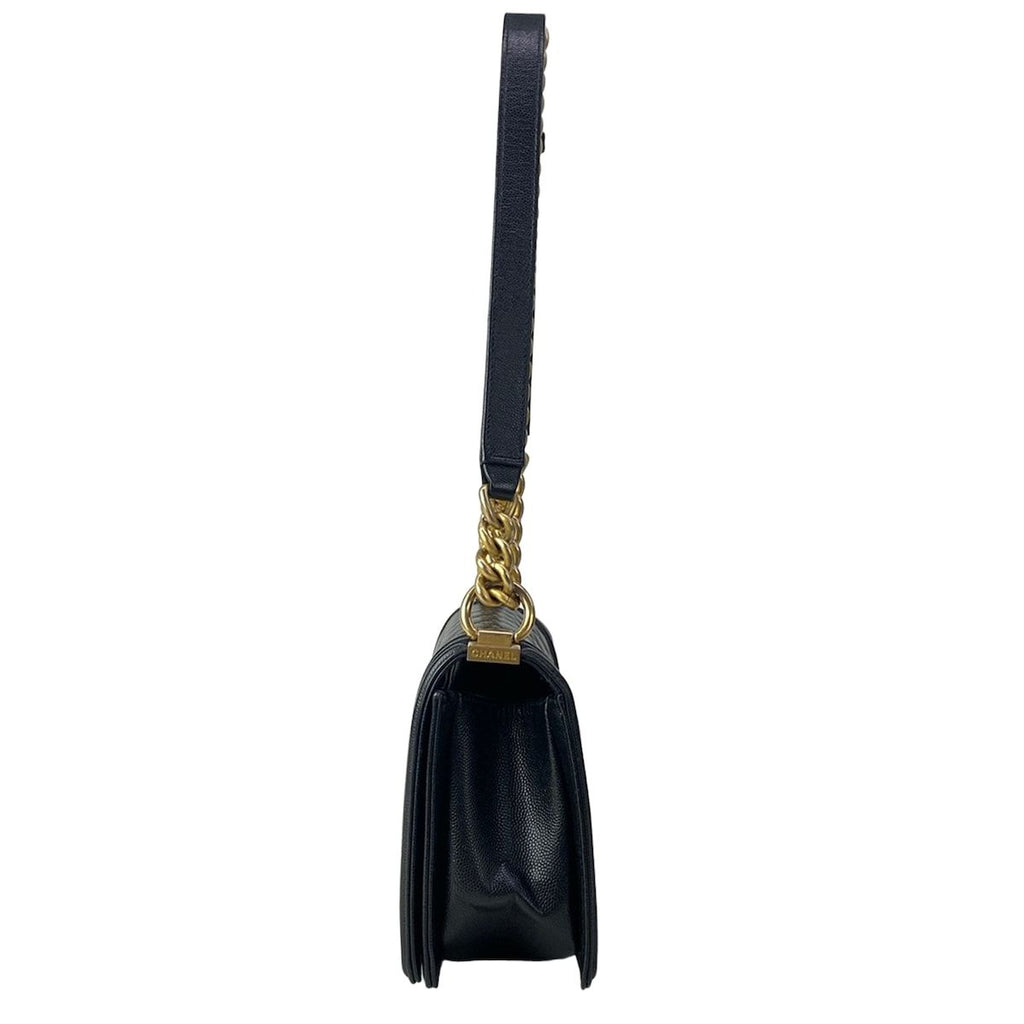 Chanel Shoulder Bag Boy Quilted Black Chain Vintage Gold — view 4