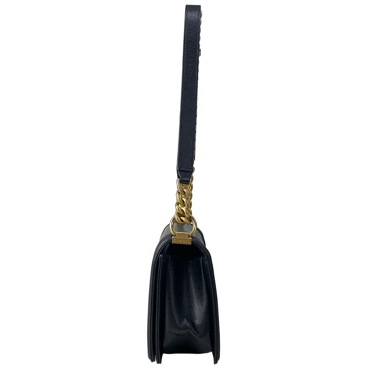 Chanel Shoulder Bag Boy Quilted Black Chain Vintage Gold — view 4