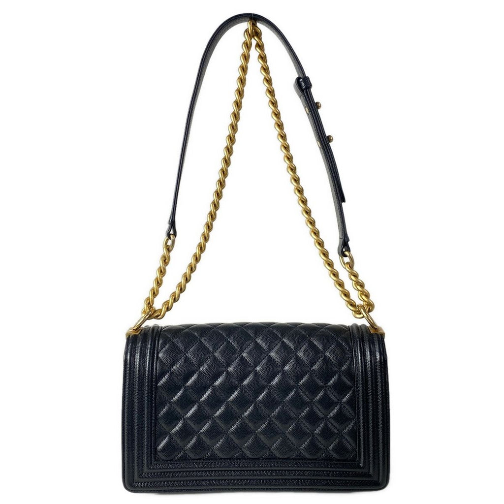 Chanel Shoulder Bag Boy Quilted Black Chain Vintage Gold — view 3