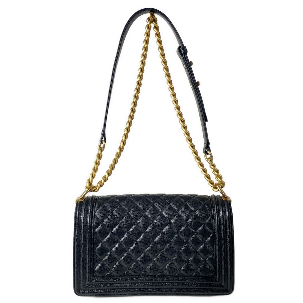 Chanel Shoulder Bag Boy Quilted Black Chain Vintage Gold — view 3