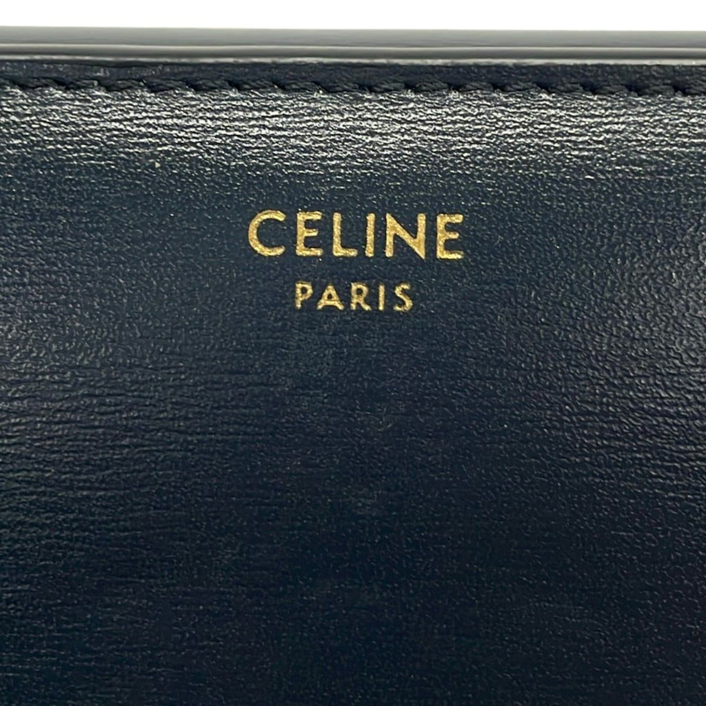 Celine Trifold Wallet Small Flap Triomphe Navy Leather — view 6