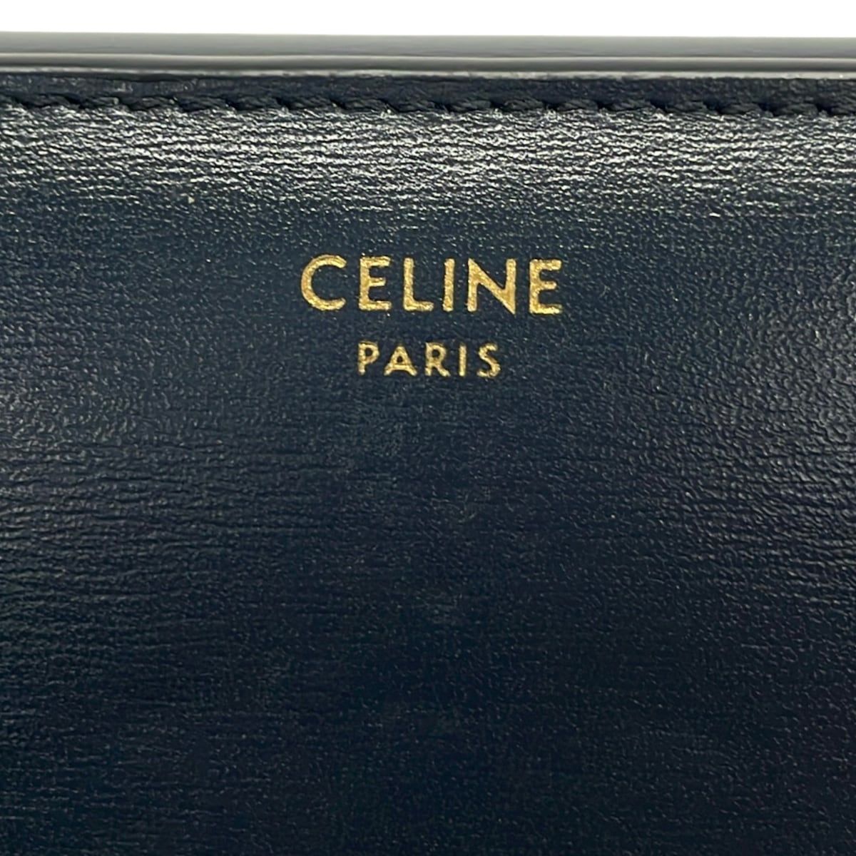 Celine Trifold Wallet Small Flap Triomphe Navy Leather — view 6