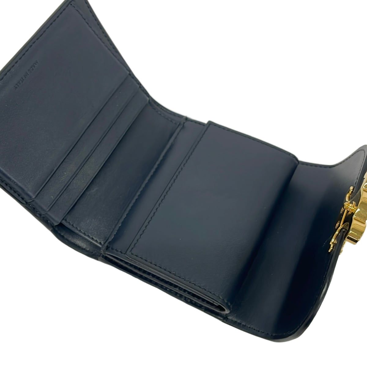 Celine Trifold Wallet Small Flap Triomphe Navy Leather — view 3