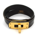Hermes Bracelet Mini Kelly Double Tour Leather Dark Brown Gold