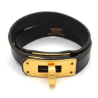 Hermes Bracelet Mini Kelly Double Tour Leather Dark Brown Gold