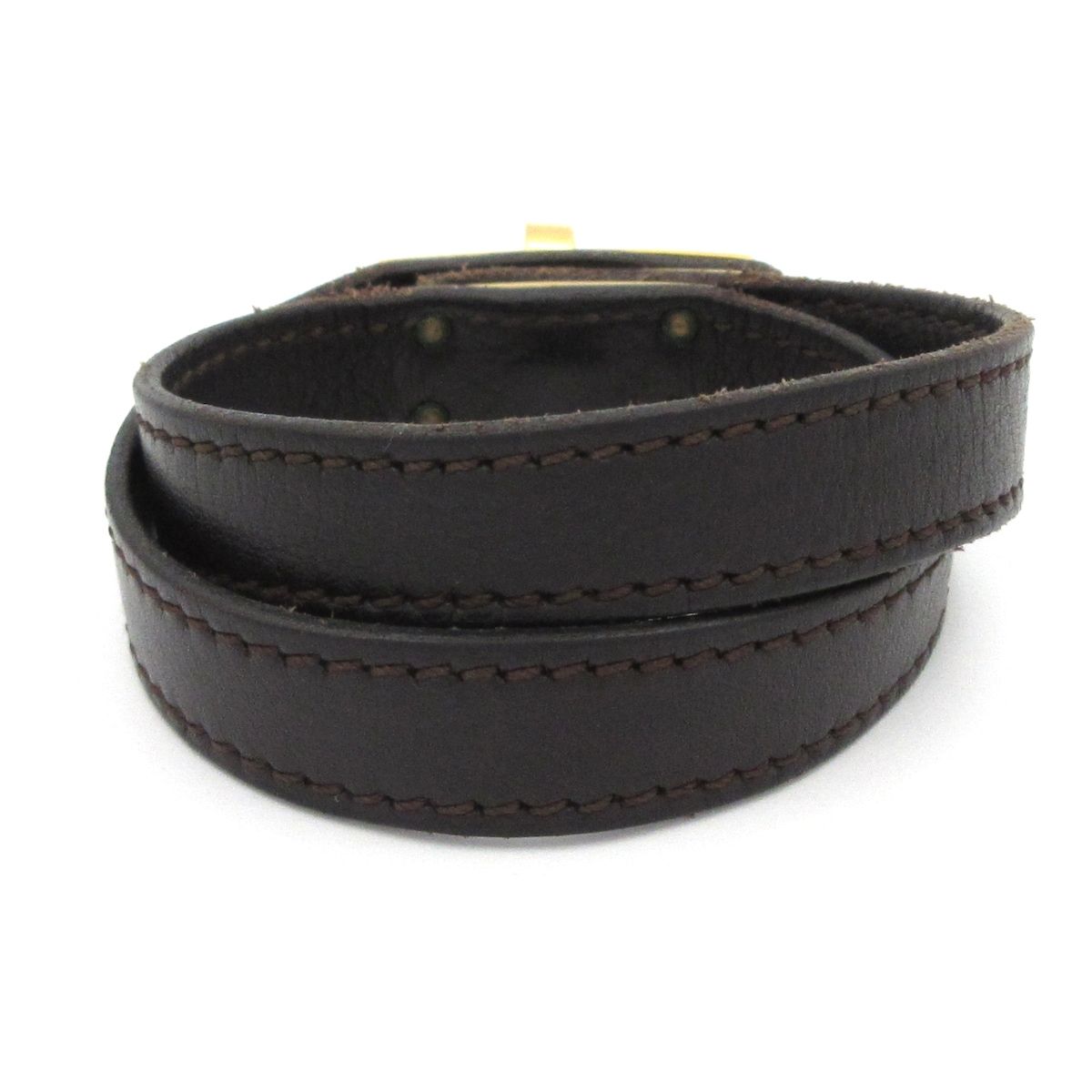 Hermes Bracelet Mini Kelly Double Tour Leather Dark Brown Gold — view 3