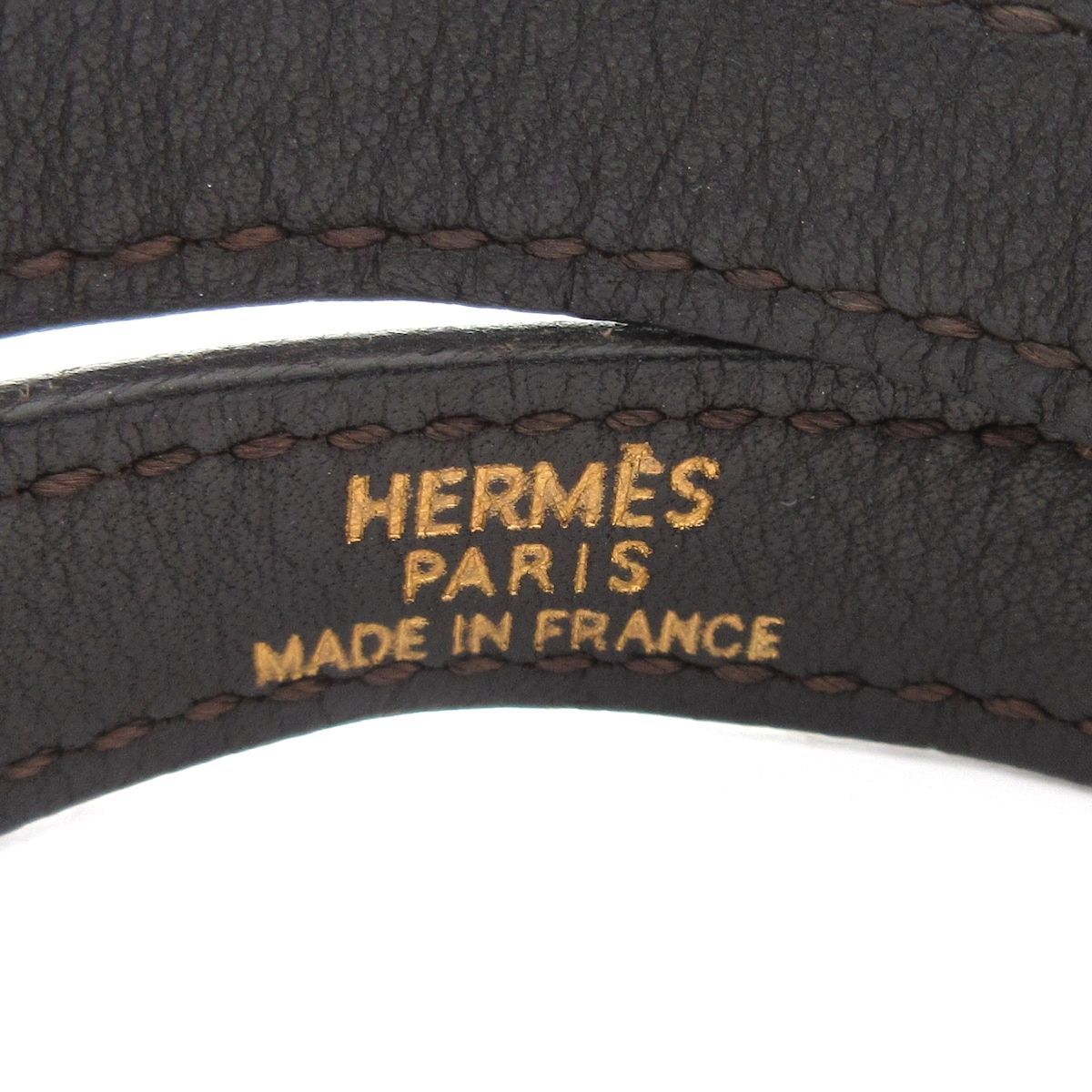 Hermes Bracelet Mini Kelly Double Tour Leather Dark Brown Gold — view 4