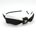 Chanel Headband Black White Ribbon CC Logo