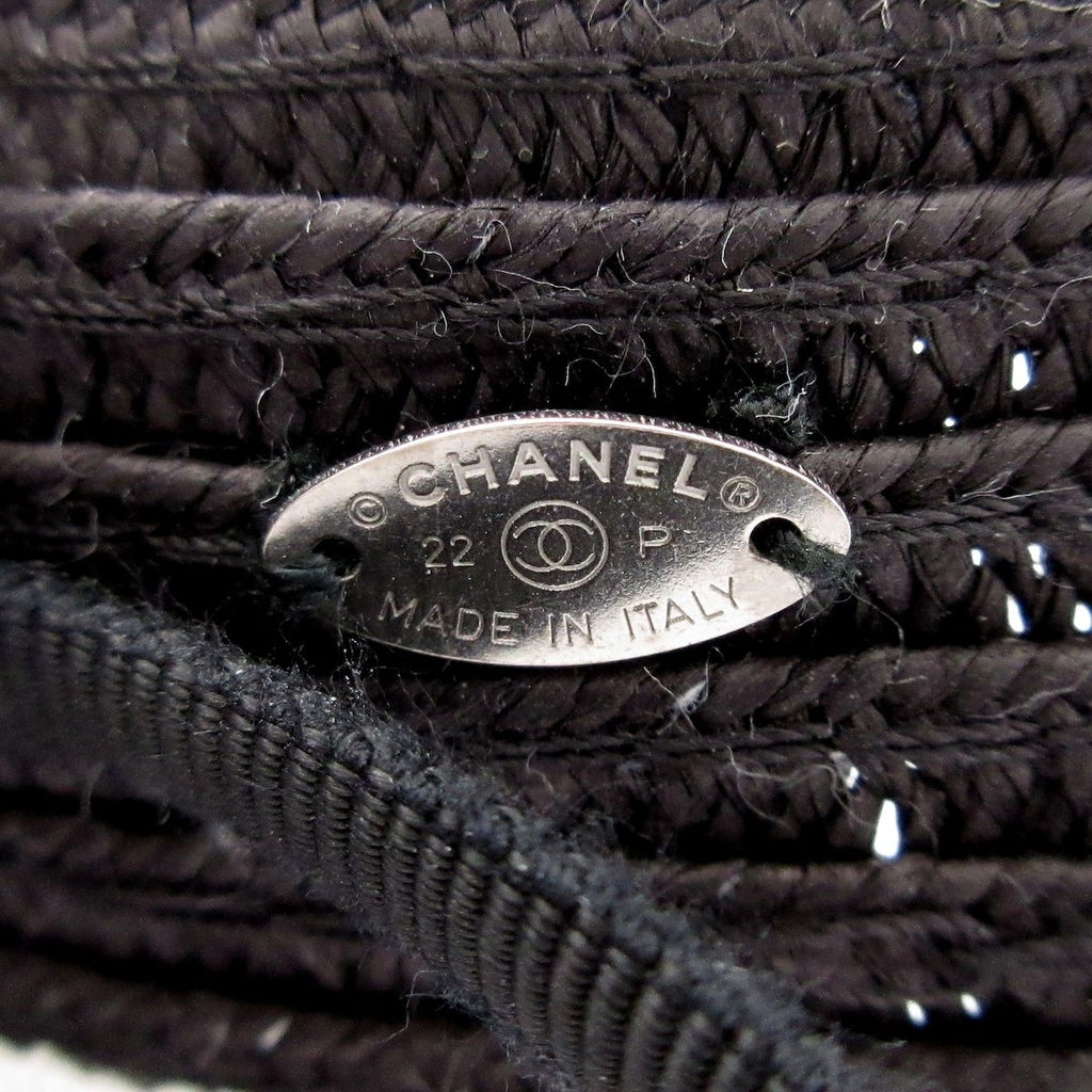 Chanel Headband Black White Ribbon CC Logo — view 3