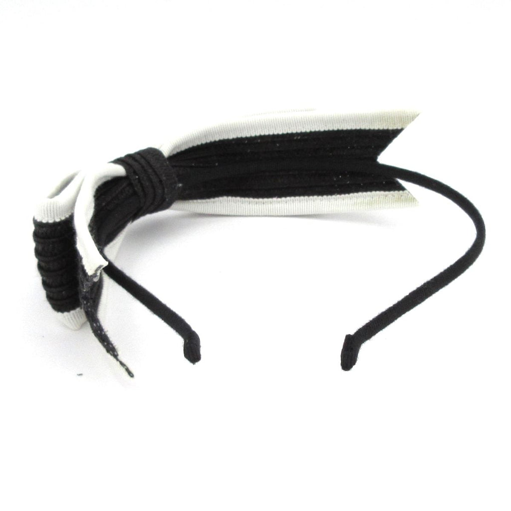 Chanel Headband Black White Ribbon CC Logo — view 2