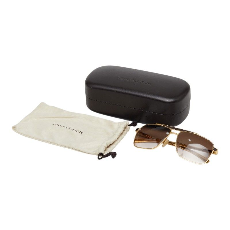 Louis Vuitton Attitude Sunglasses Brown Gold Plated Eyewear