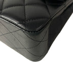 Chanel Shoulder Bag Double Flap Quilted Black Chain Silver Lambskin — view 6