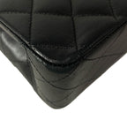 Chanel Shoulder Bag Double Flap Quilted Black Chain Silver Lambskin — view 9