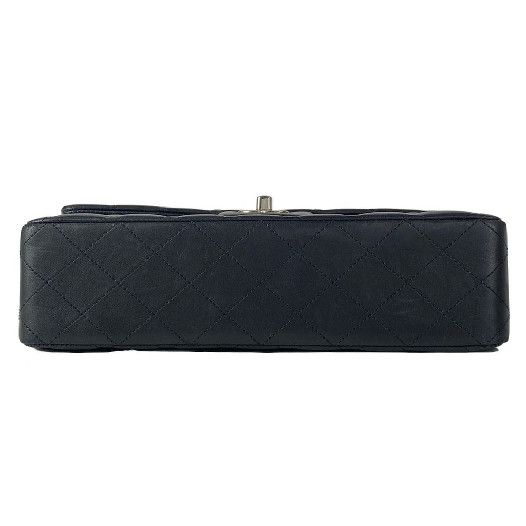 Chanel Shoulder Bag Double Flap Quilted Black Chain Silver Lambskin — view 5