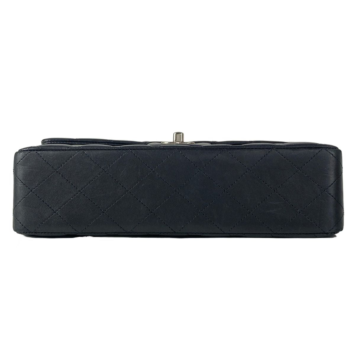 Chanel Shoulder Bag Double Flap Quilted Black Chain Silver Lambskin — view 5