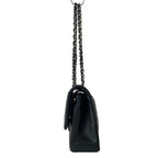 Chanel Shoulder Bag Double Flap Quilted Black Chain Silver Lambskin — view 4