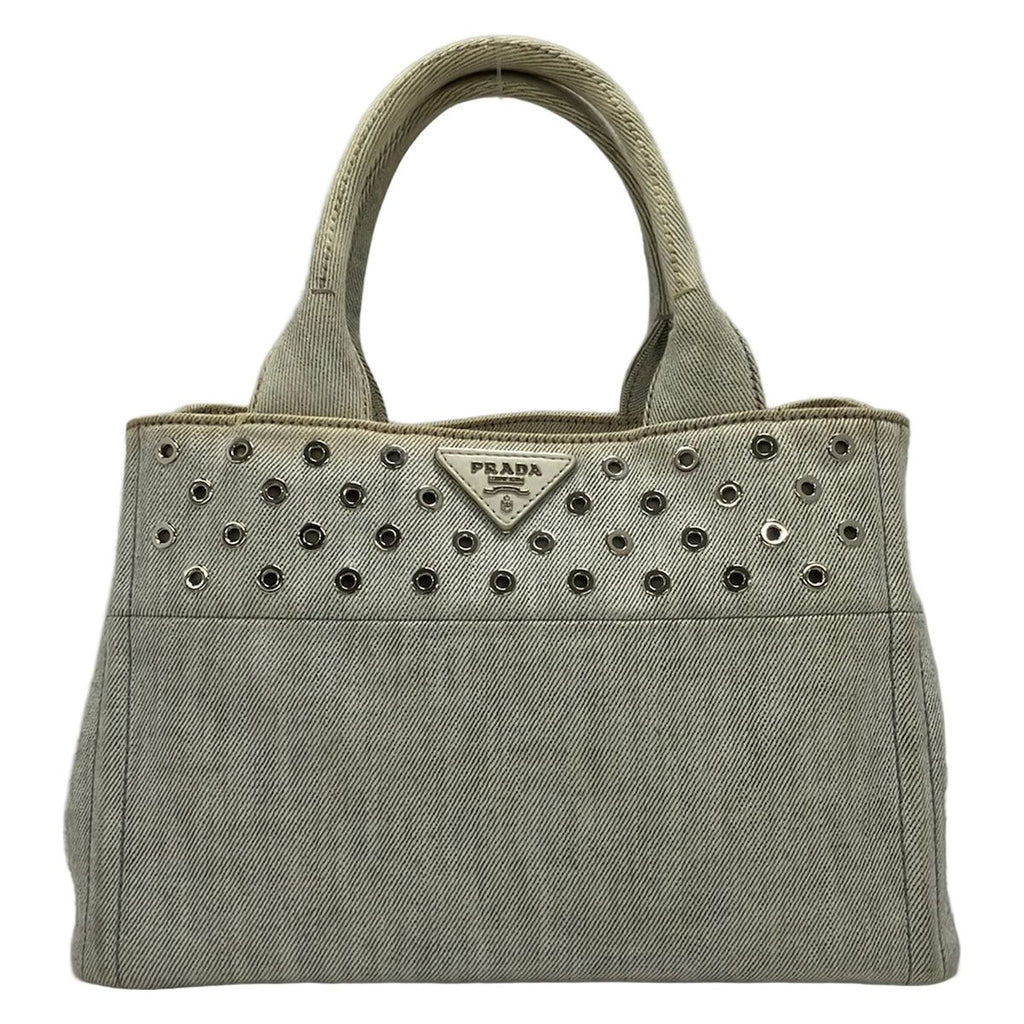 Prada Tote Canapa Grommet Bianco