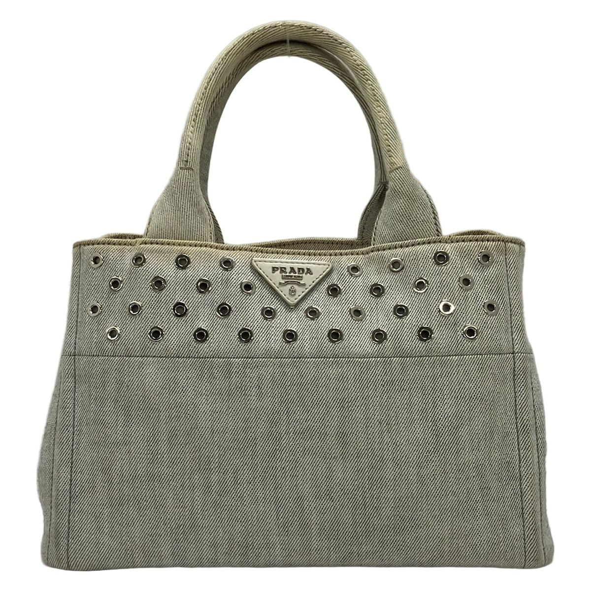 Prada Tote Canapa Grommet Bianco