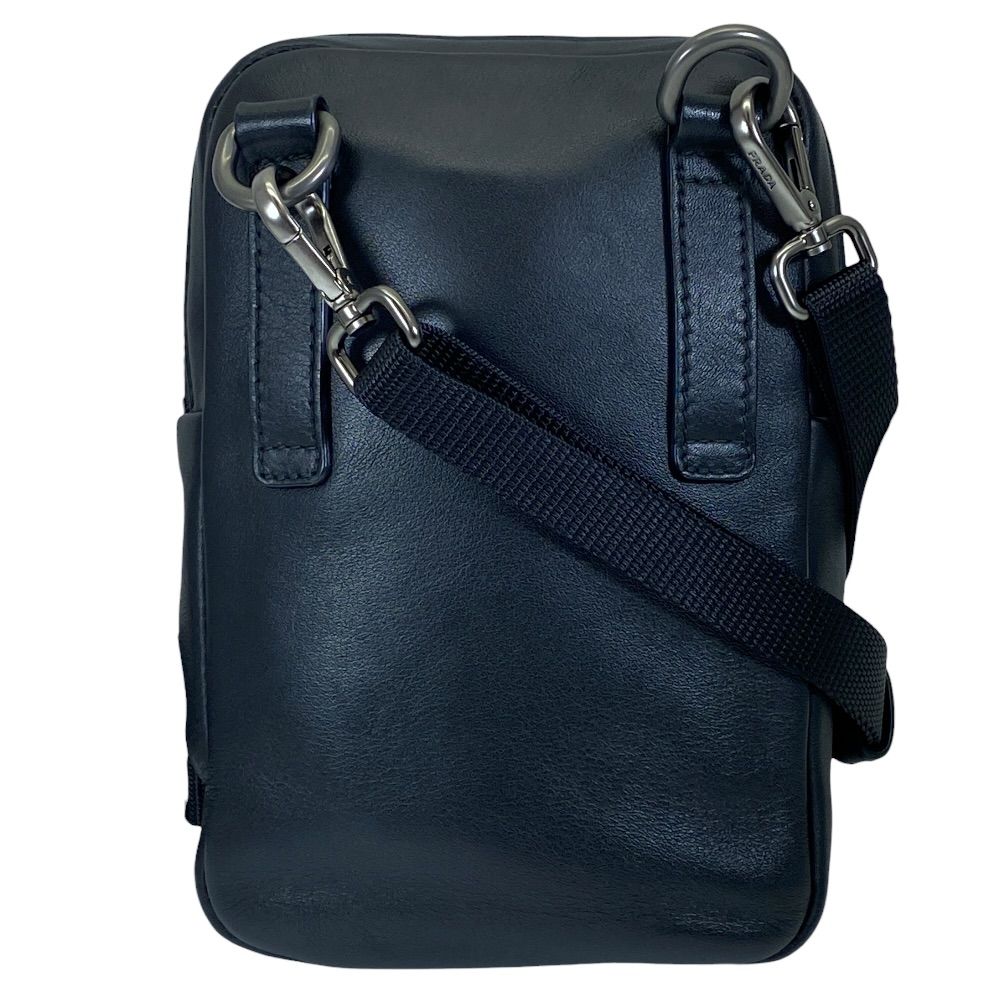 Prada Triangle Logo Mini Shoulder Bag Pouch Leather Black Practical — view 2