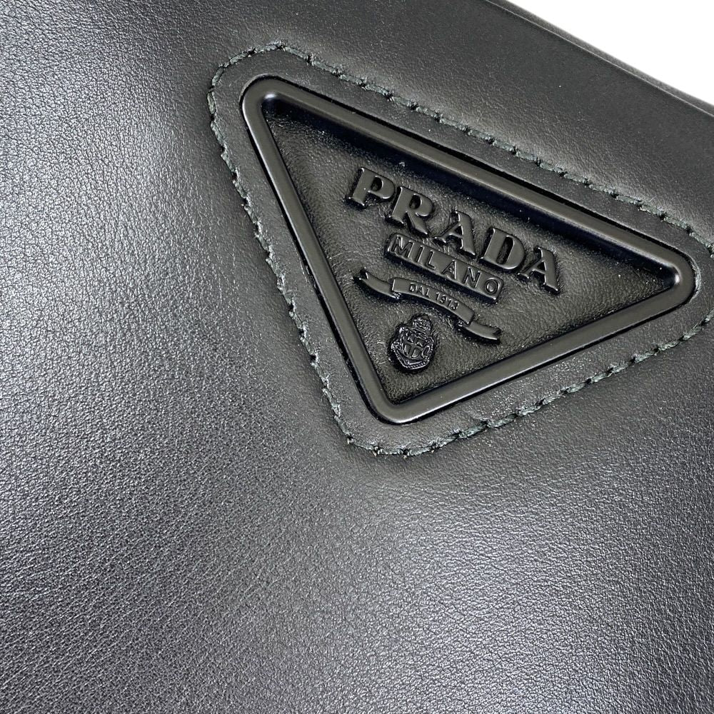 Prada Triangle Logo Mini Shoulder Bag Pouch Leather Black Practical — view 7