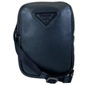Prada Triangle Logo Mini Shoulder Bag Pouch Leather Black Practical