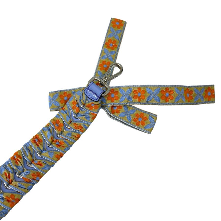 Fendi Strap Ribbon Bag Leather Canvas Blue Orange — view 9