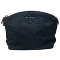 Prada Triangle Logo Pouch Makeup Case Nylon Black Practical