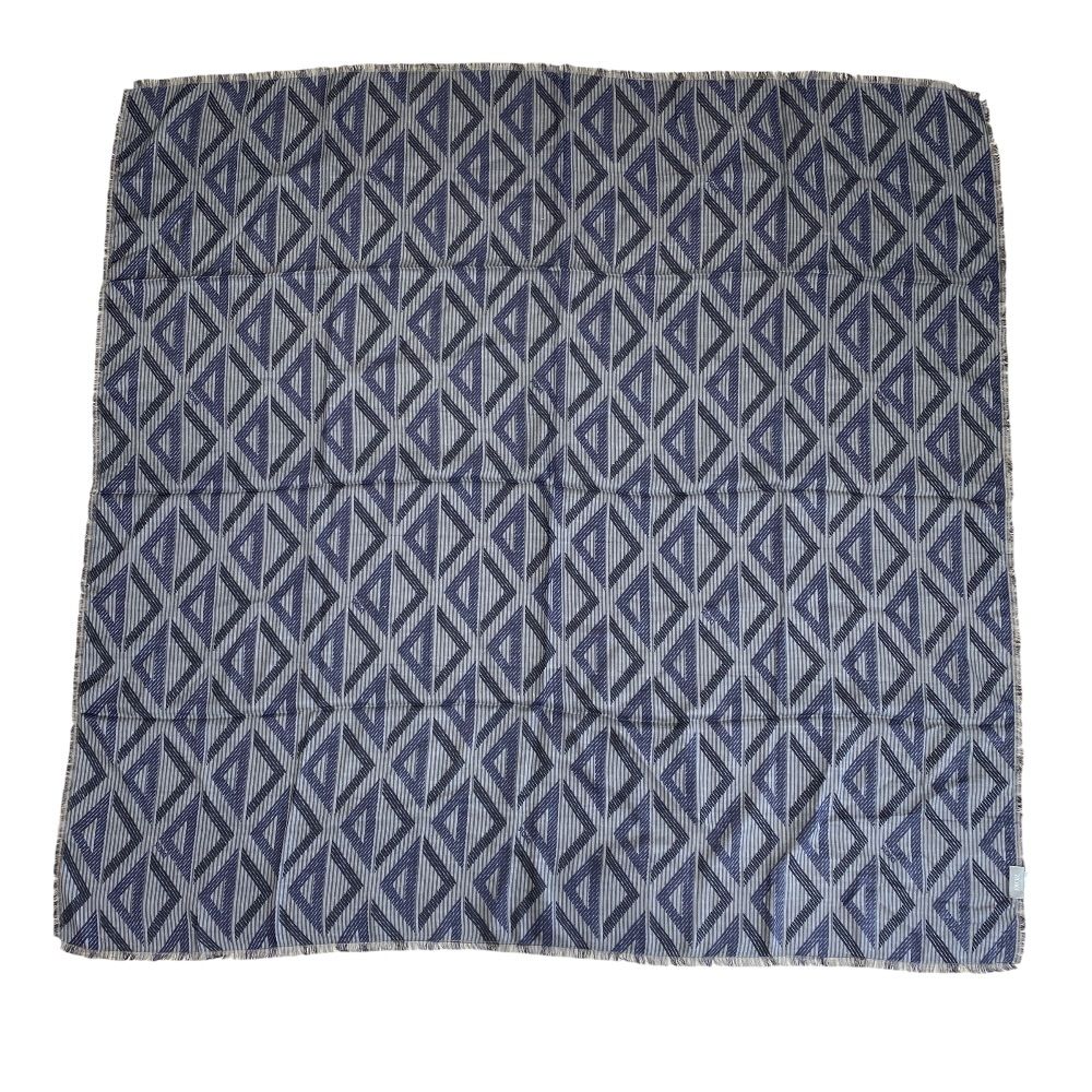 Dior Homme CD Diamond Logo Scarf Shawl Silk Wool Navy Gray — view 3