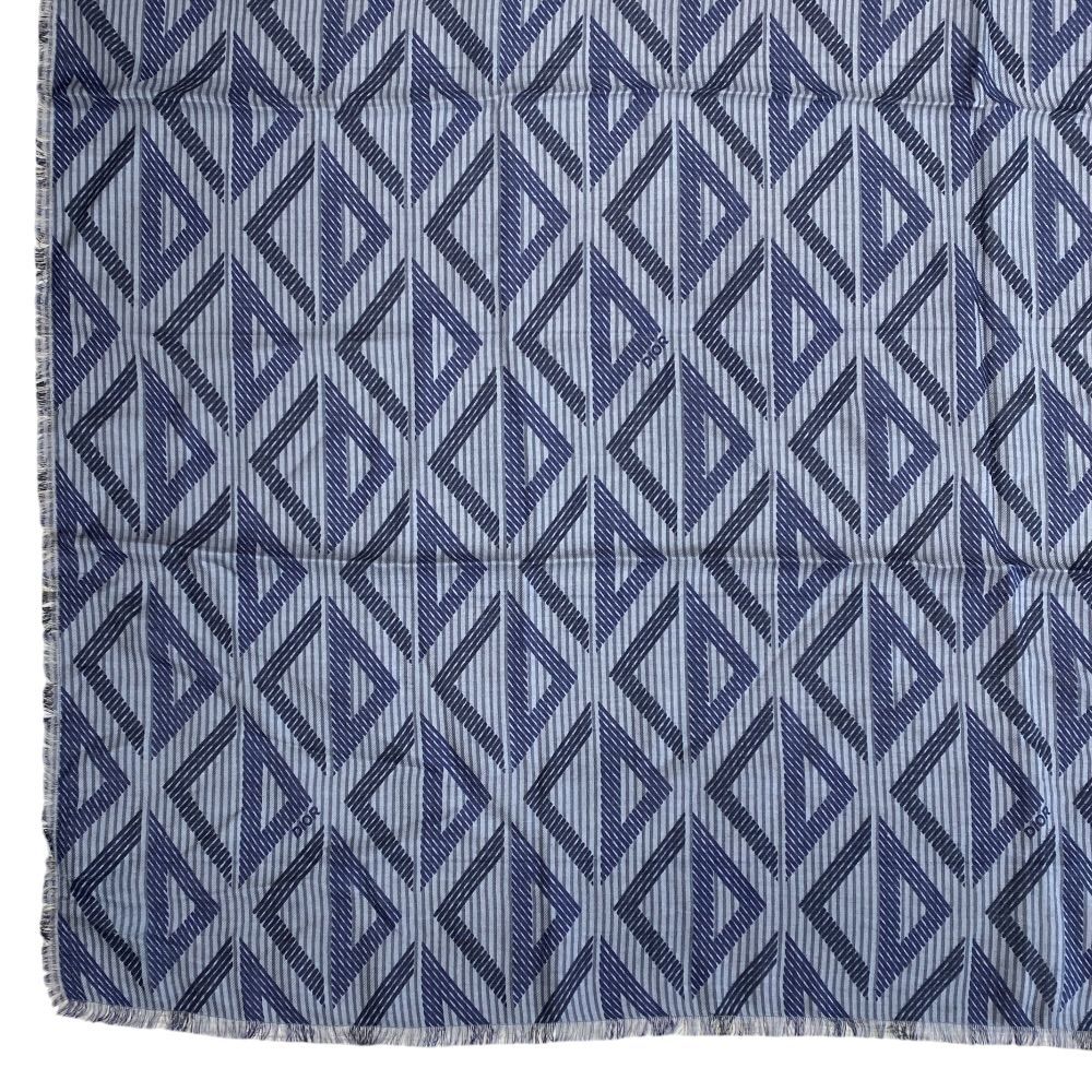 Dior Homme CD Diamond Logo Scarf Shawl Silk Wool Navy Gray — view 8