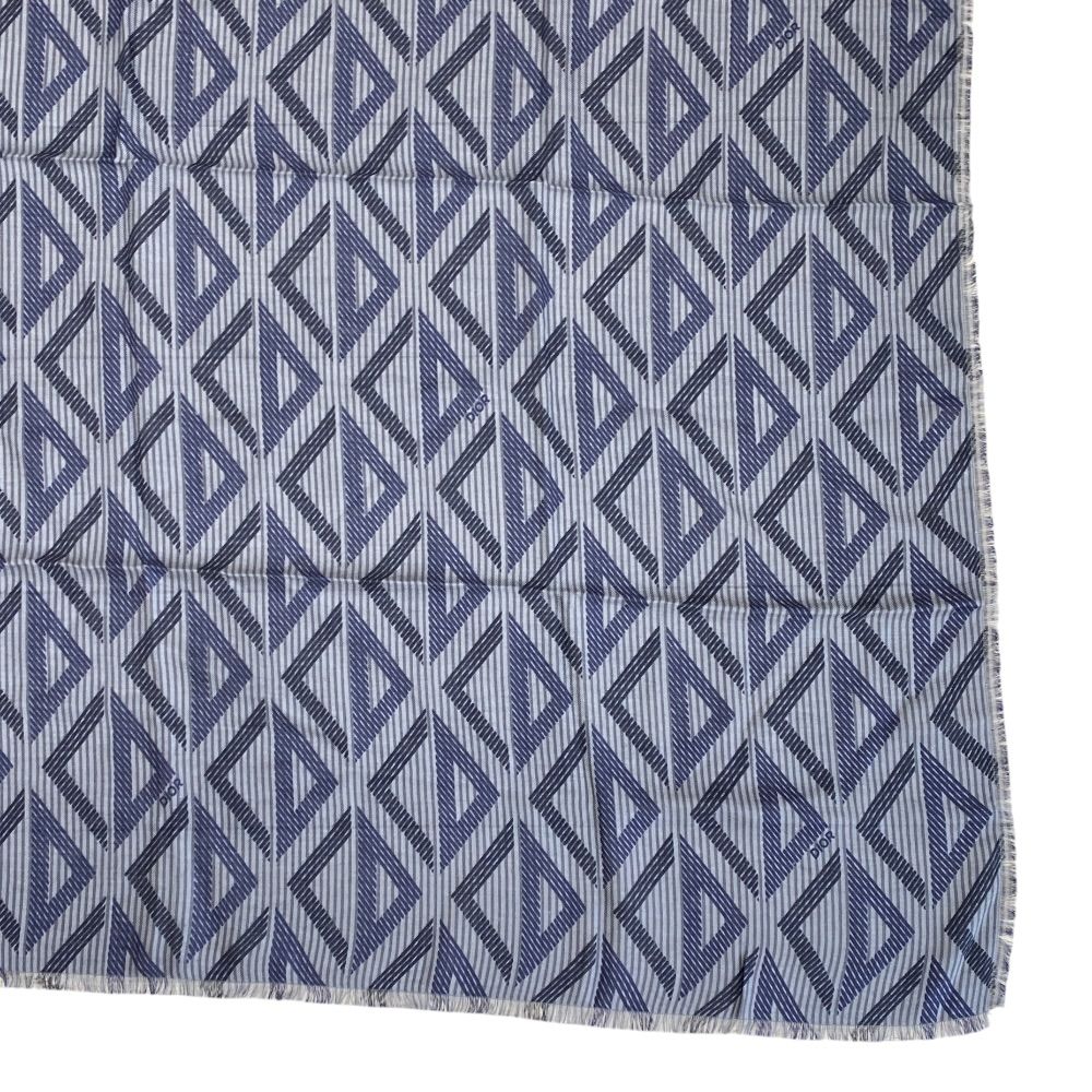 Dior Homme CD Diamond Logo Scarf Shawl Silk Wool Navy Gray — view 2