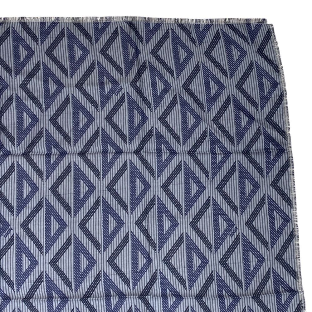 Dior Homme CD Diamond Logo Scarf Shawl Silk Wool Navy Gray