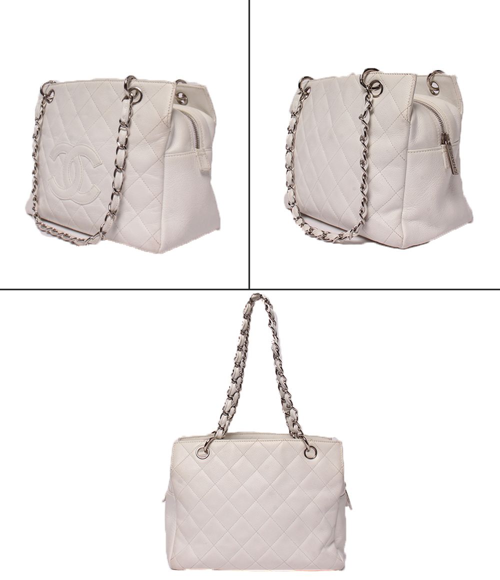 Chanel Chain Shoulder Bag Caviar Leather Silver Quilted — view 2