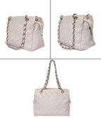 Chanel Chain Shoulder Bag Caviar Leather Silver Quilted — view 2