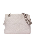 Chanel Chain Shoulder Bag Caviar Leather Silver Quilted
