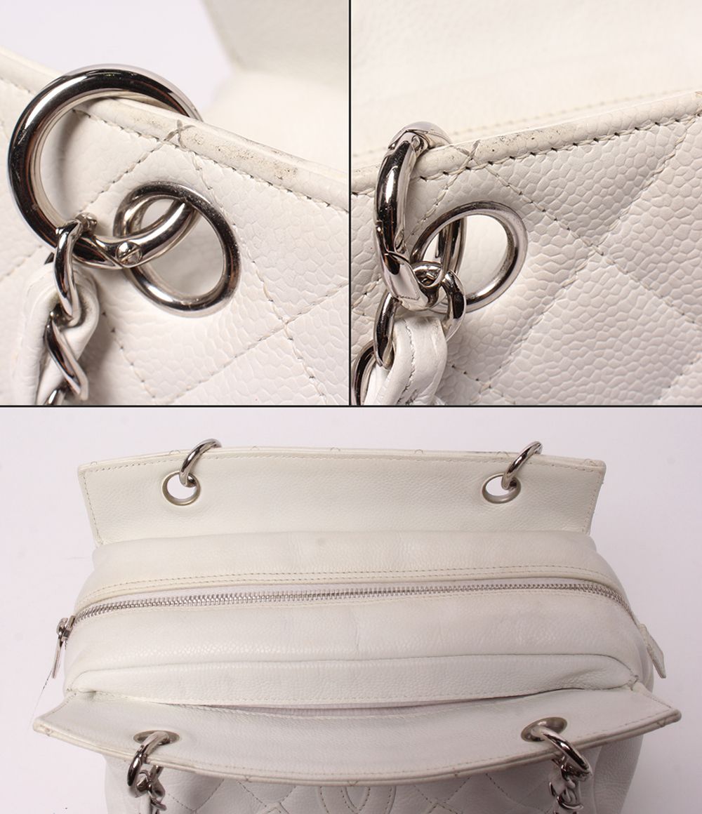 Chanel Chain Shoulder Bag Caviar Leather Silver Quilted — view 7