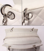 Chanel Chain Shoulder Bag Caviar Leather Silver Quilted — view 7