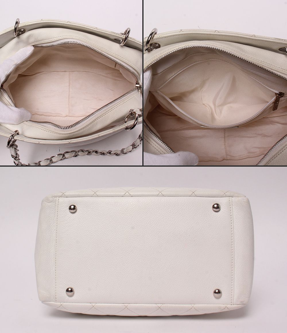Chanel Chain Shoulder Bag Caviar Leather Silver Quilted — view 3