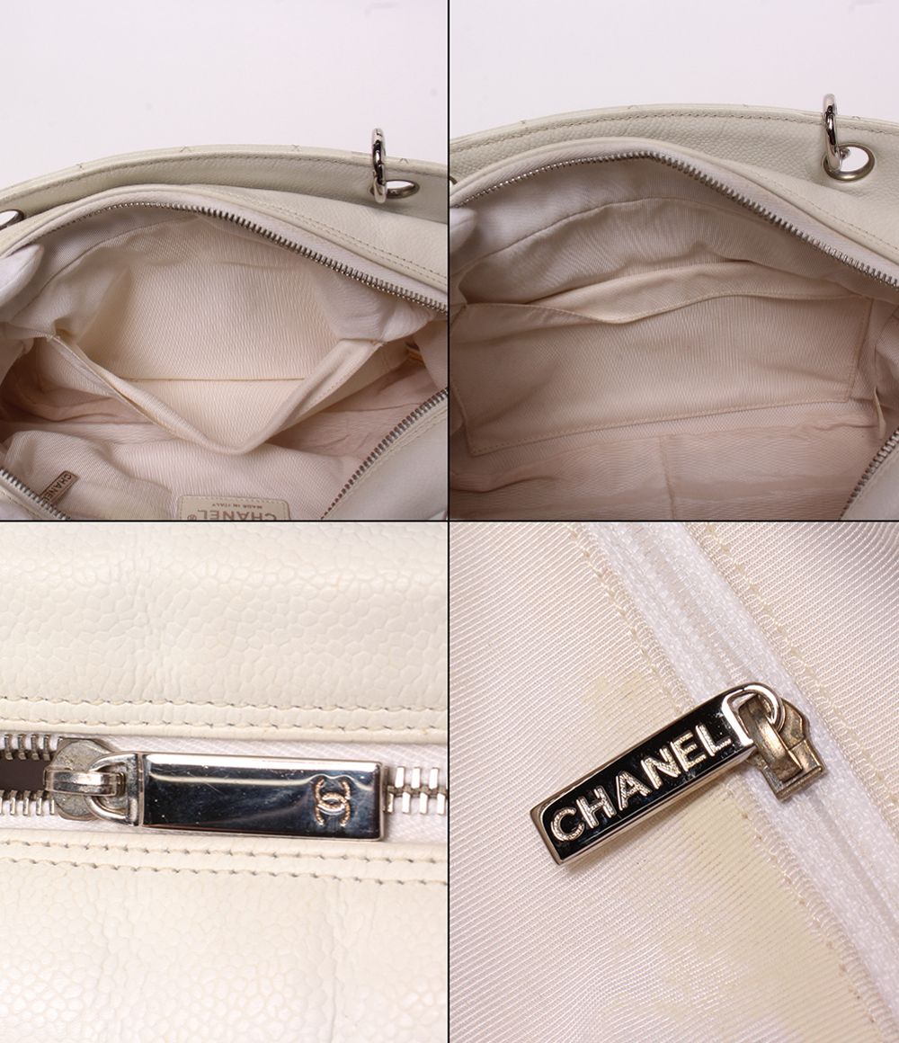 Chanel Chain Shoulder Bag Caviar Leather Silver Quilted — view 6
