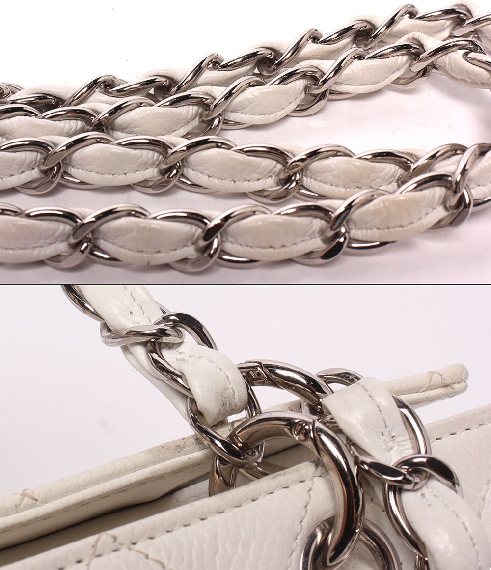 Chanel Chain Shoulder Bag Caviar Leather Silver Quilted — view 9