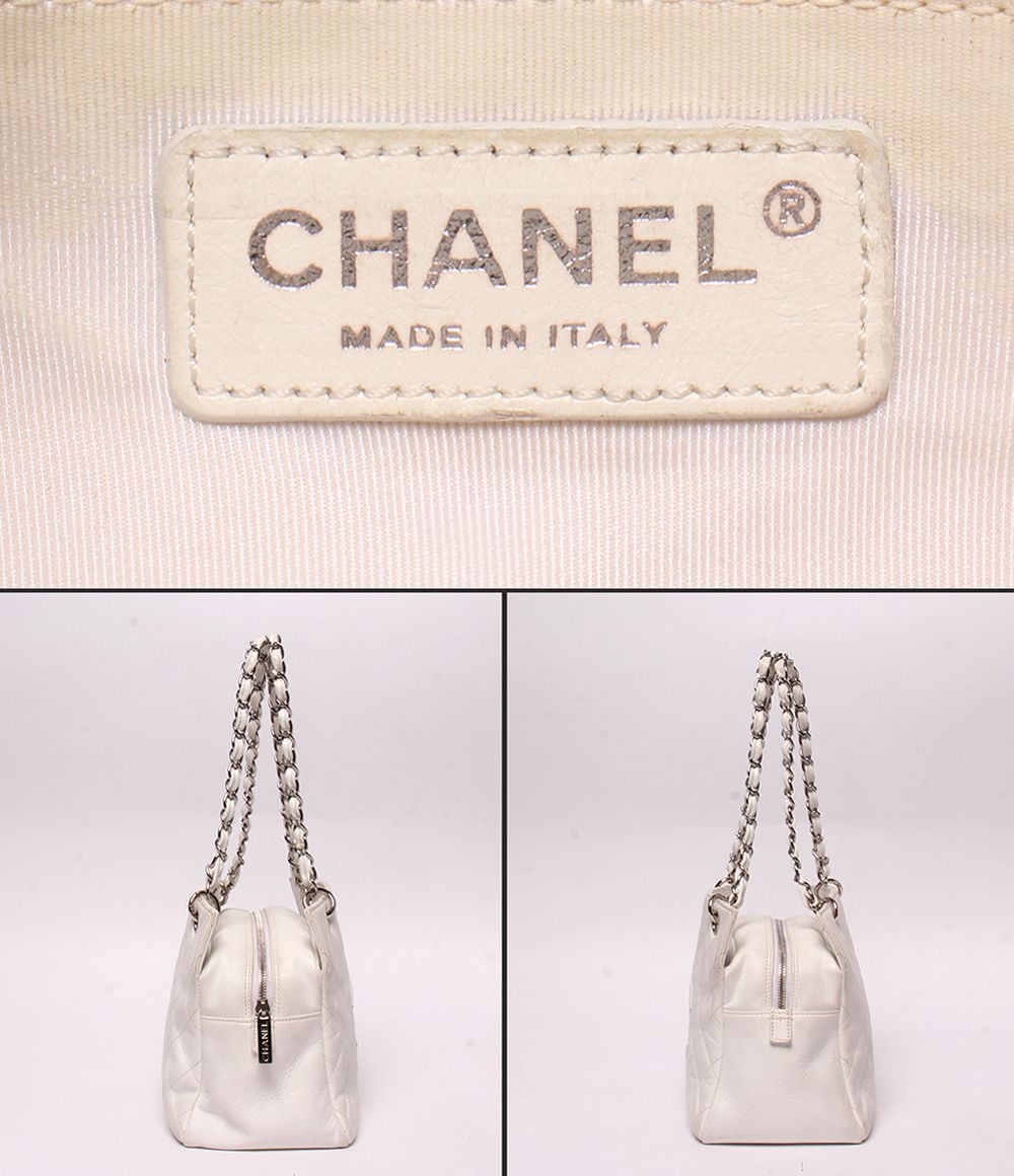 Chanel Chain Shoulder Bag Caviar Leather Silver Quilted — view 4