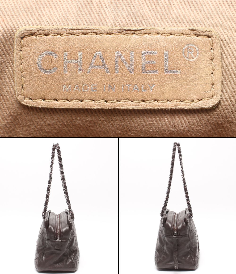 Chanel Chain Tote Shoulder Bag Silver Diamond Stitch — view 4