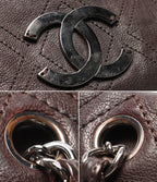 Chanel Chain Tote Shoulder Bag Silver Diamond Stitch — view 7
