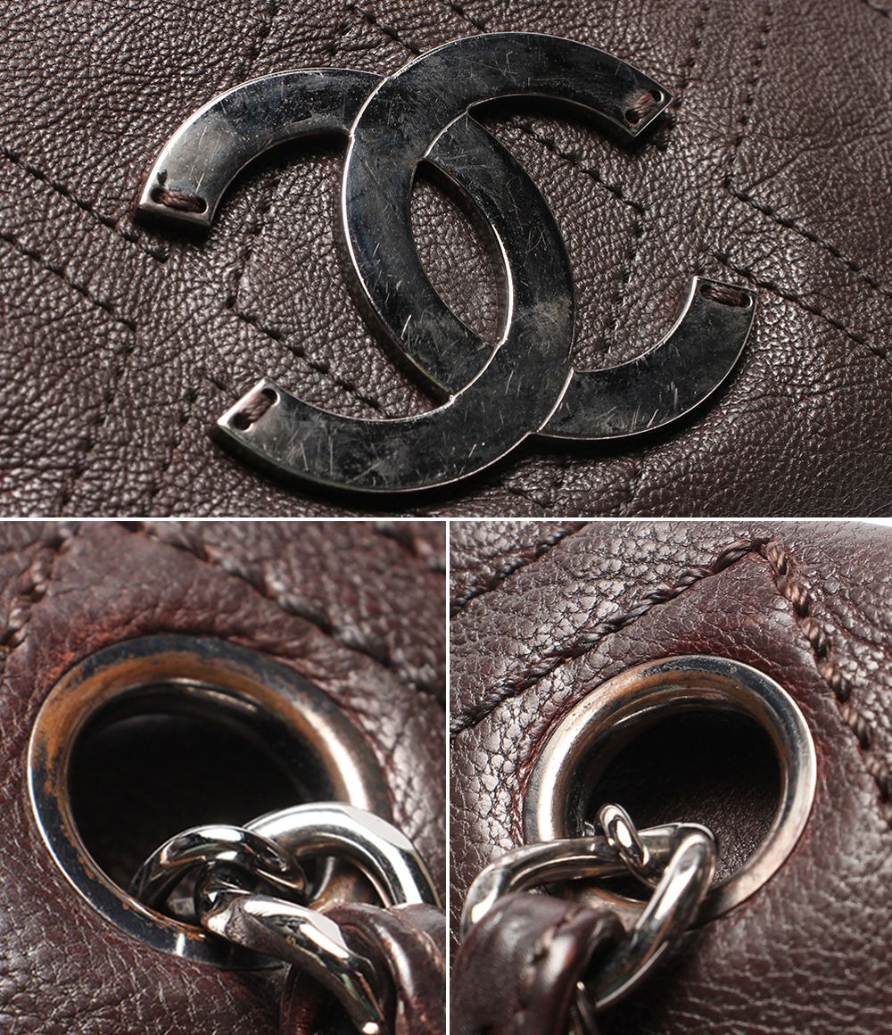 Chanel Chain Tote Shoulder Bag Silver Diamond Stitch — view 7