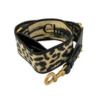 Dior Shoulder Strap Light Blanc Black Leopard Print Embroidery Leather
